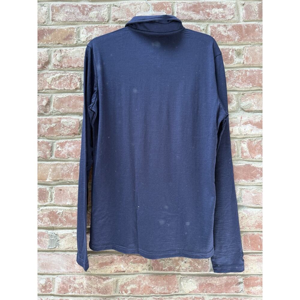 Isobaa Men’s Merino 200 Wool‎ Long Sleeve Polo Large Navy W/ Buttons Pullover - Picture 3 of 9